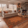 GENIMO 8'x10' Halloween Area Rug for Living Room, Washable Non Slip Soft Farmhouse Pumpkin Indoor Rug for Bedroom Dining Room Home Office, Rustic Orange