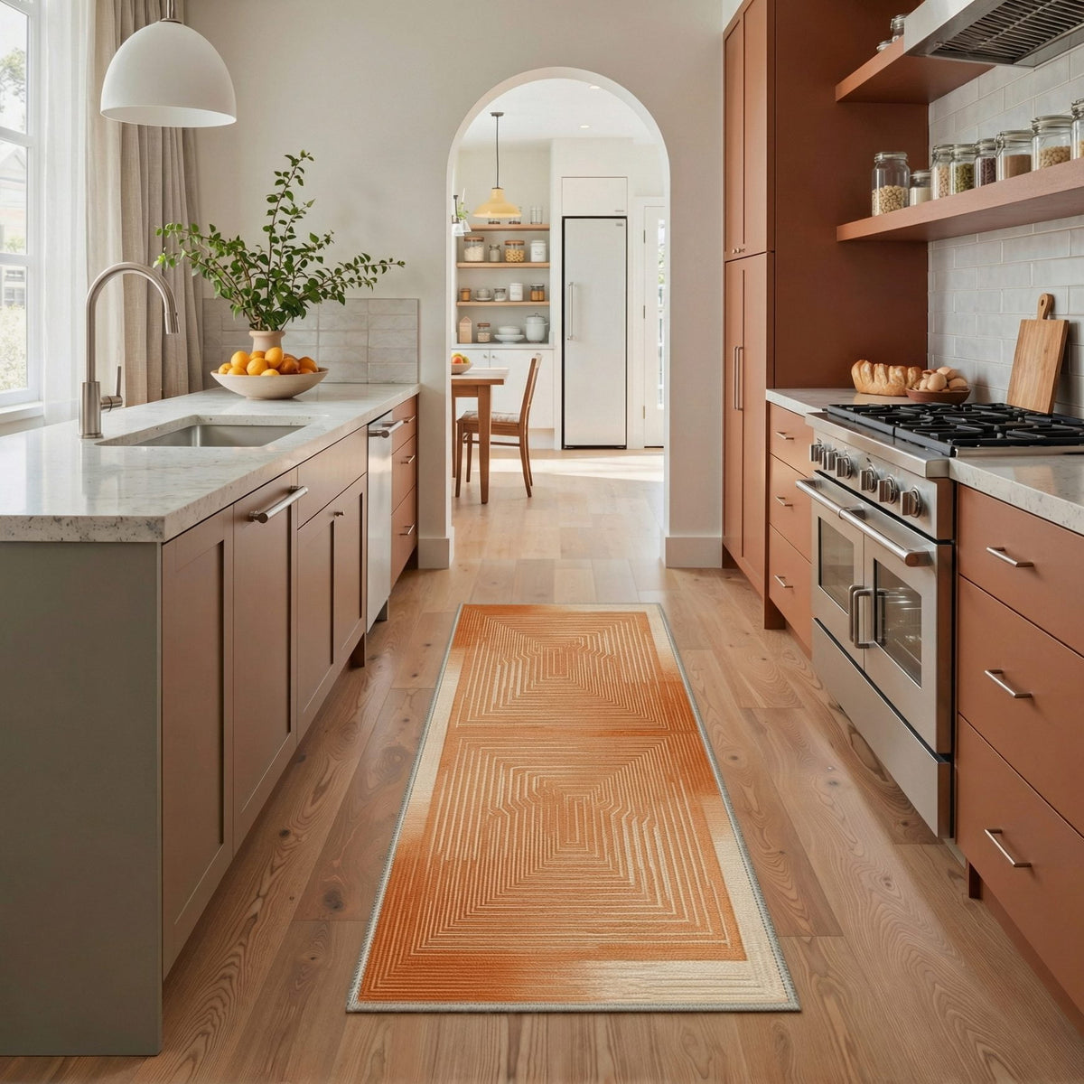 GENIMO 2'x6' Runner Rug, Washable Non Slip Soft Minimalist Hallway Runner for Kitchen Entryway Laundry Room, Soft Terracotta