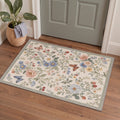 GENIMO 2'x3' Entryway Rug, Machine Washable Non Slip Low Pile Area Rug for Front Door Kitchen Bathroom, Modern Floral, Dusty Cream