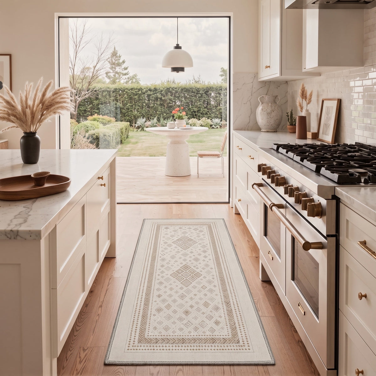GENIMO 2'x6' Boho Farmhouse Runner Rug, Machine Washable Non Slip Low Pile Hallway Runner Rug for Kitchen Laundry Room, OCHREECHO