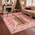 GENIMO 3'x5' Eclectic Christmas Area Rug for Living Room, Soft Washable Non Slip Rug for Bedroom Dining Room Home Office, Blush Pink