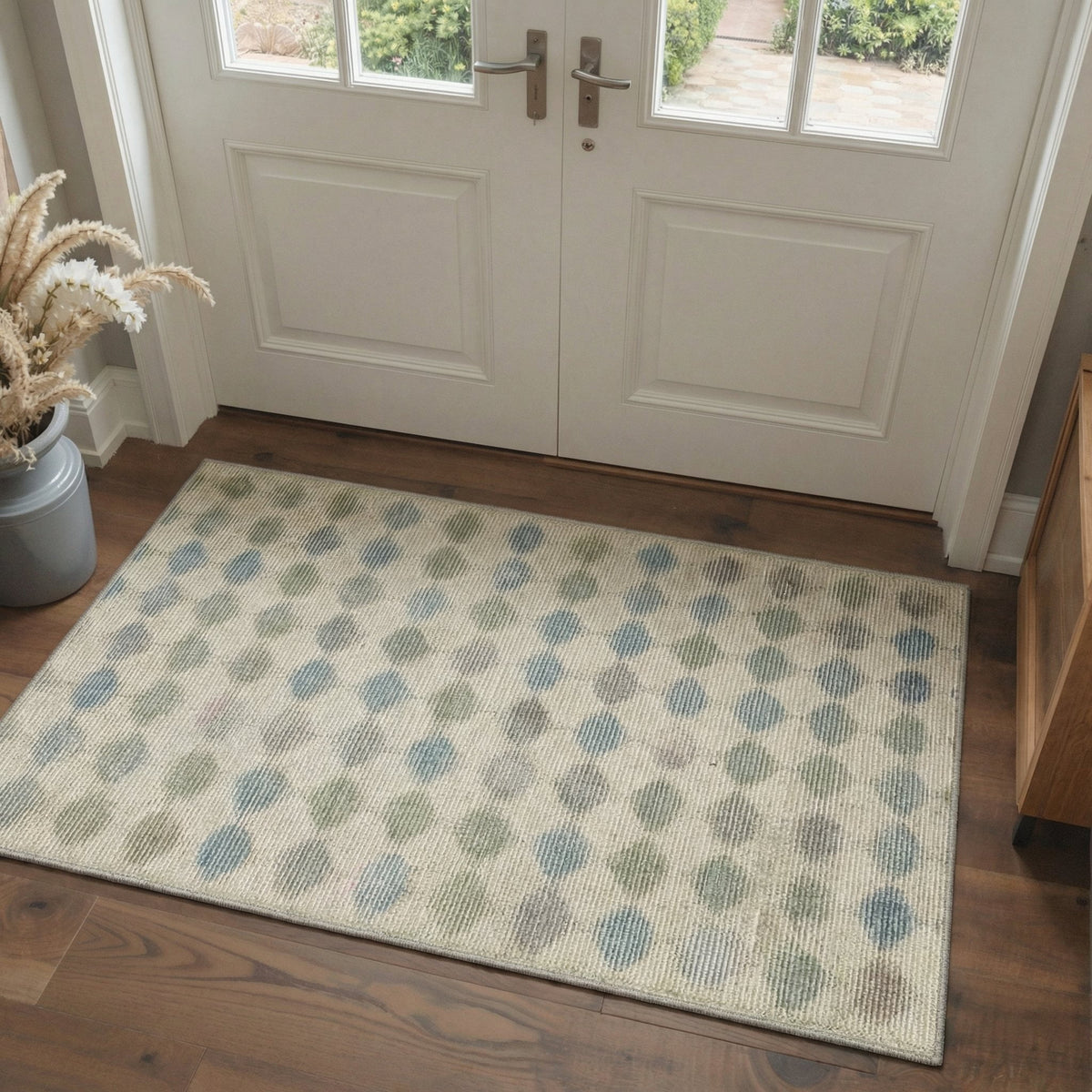 GENIMO 2'x3' Entryway Rug, Machine Washable Non Slip Low Pile Area Rug for Front Door Kitchen Bathroom, Modern Minimalist, Dusty Beige