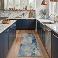 GENIMO 2'x7' Runner Rug, Machine Washable Non Slip Low Pile Hallway Runner Rug for Kitchen Laundry Room, Muted Abstract, Dusty Blue
