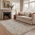 GENIMO 8'x10' Rug for Living Room, Large Machine Washable Non Slip Low Pile Area Rug for Bedroom Dining Room, Antique Persian, Dusty Blue
