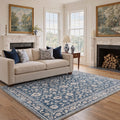 GENIMO 8'x10' Rug for Living Room, Large Machine Washable Low Pile Non Slip Area Rug for Bedroom Dining Room, Antique Persian, Dusty Blue
