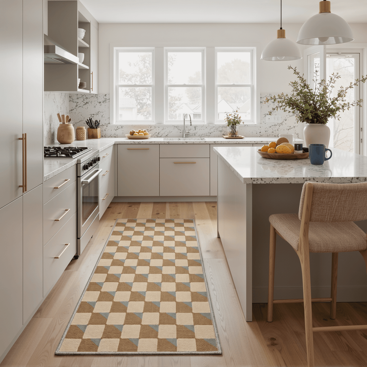 GENIMO 2'x6' Runner Rug, Soft Washable Non Slip Minimalist Hallway Runner for Kitchen Entryway Laundry Room, Warm Beige