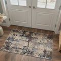 GENIMO 2'x3' Geometric Abstract Entryway Rug, Machine Washable Non Slip Low Pile Area Rug for Front Door Kitchen Bathroom, Warm Taupe