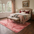 GENIMO 8'x10' Area Rug for Living Room, Large Machine Washable Non Slip Low Pile Rug for Bedroom Dining Room, Classic Floral, Dusty Rose