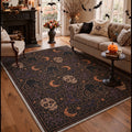 GENIMO 5'x7' Halloween Area Rug for Living Room, Washable Non Slip Soft Gothic Skull Indoor Rug for Bedroom Dining Room Home Office, Smoked Cinnamon