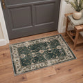 GENIMO 2'x3' Area Rug, Machine Washable Non Slip Low Pile Rug for Entryway Kitchen Bathroom Front Door, Muted Persian, Dusty Emerald