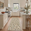 GENIMO 2'x7' Runner Rug, Machine Washable Non Slip Low Pile Hallway Runner Rug for Kitchen Laundry Room, Vintage Floral, Earthy Beige