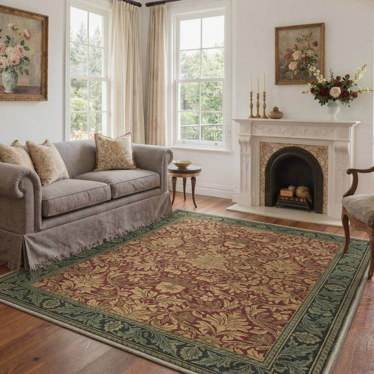 GENIMO 8'x10' Soft Craft Art Area Rug for Living Room, Large Machine Washable Non Slip Low Pile Rug for Bedroom Dining Room, Muted Rust