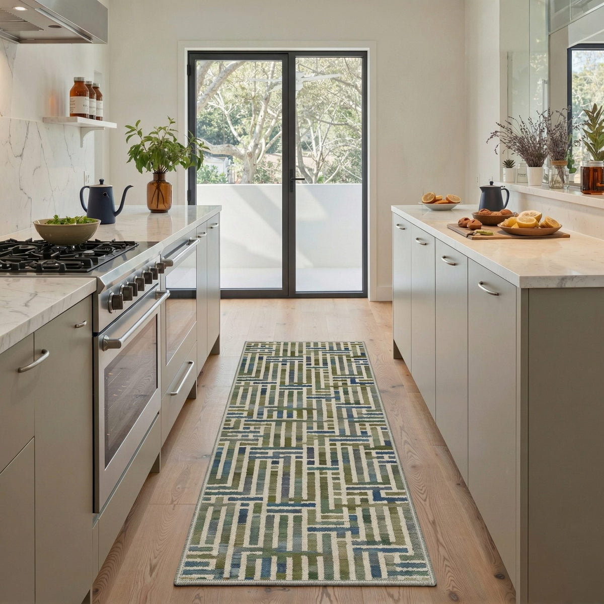 GENIMO 2'x6' Runner Rug, Washable Non Slip Soft Minimalist Hallway Runner for Kitchen Entryway Laundry Room, Dusty Teal