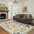 GENIMO 8'x10' Rug for Living Room, Large Machine Washable Non Slip Low Pile Area Rug for Bedroom Dining Room, Garden Floral, Soft Sage