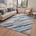 GENIMO 5'x7' Area Rug for Living Room, Machine Washable Non Slip Low Pile Rug for Bedroom Dining Room, Artistic Abstract, Coastal Blue