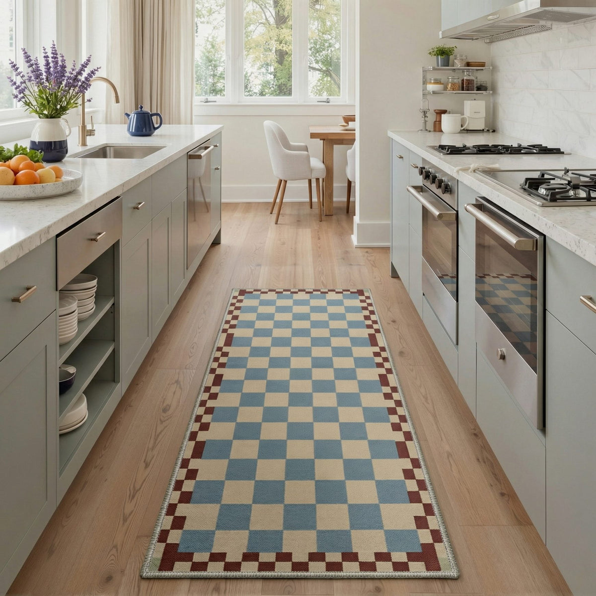 GENIMO 2'x6' Runner Rug, Soft Washable Non Slip Minimalist Hallway Runner for Kitchen Entryway Laundry Room, Dusty Blue