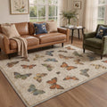 GENIMO 8'x10' Area Rug for Living Room, Large Machine Washable Non Slip Low Pile Rug for Bedroom Dining Room, Nature Inspired Animal Print, Warm Beige
