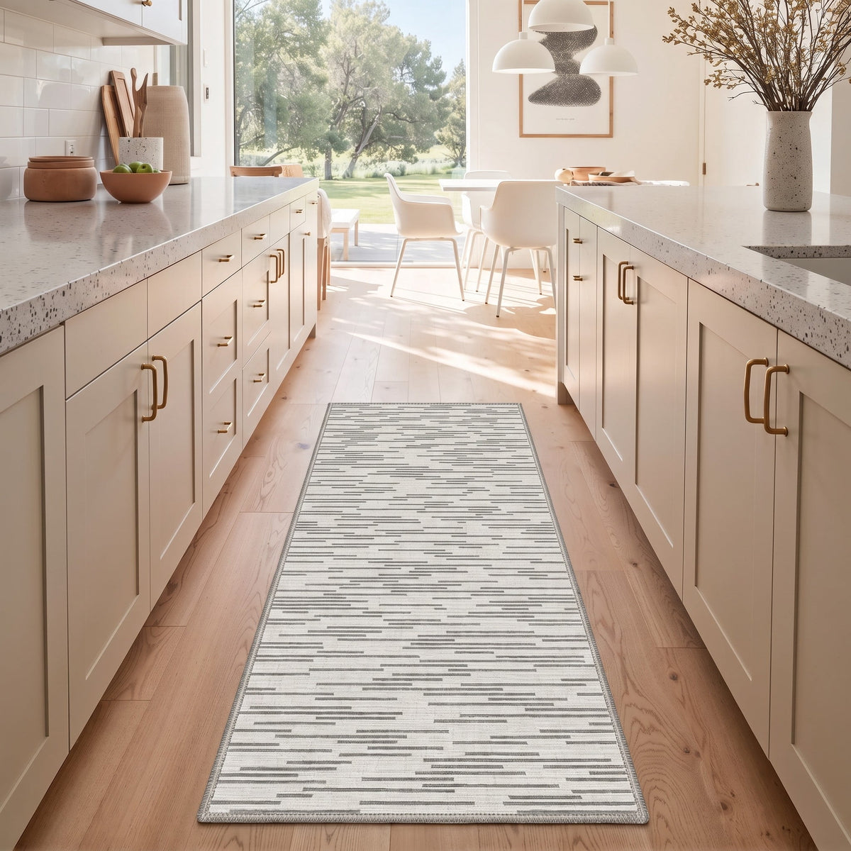 GENIMO 2'x7' Runner Rug, Machine Washable Non Slip Low Pile Hallway Runner Rug for Kitchen Laundry Room, Simple Minimalist, Soft Greige