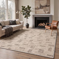 GENIMO 8'x10' Rug for Living Room, Large Machine Washable Non Slip Low Pile Area Rug for Bedroom Dining Room, Neutral Minimalist, Dusty Beige