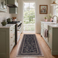 GENIMO 2'x6' Muted Floral Runner Rug, Machine Washable Low Pile Non Slip Hallway Runner Rug for Kitchen Laundry Room, ONYX BLOOM