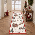 GENIMO 2'x6' Rustic Sleigh Christmas Runner Rug, Soft Washable Non Slip Hallway Runner for Kitchen Entryway Laundry Room, Warm Ivory