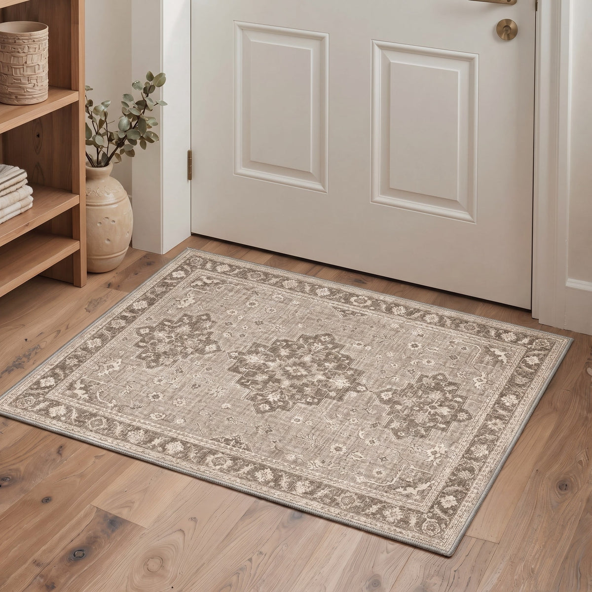 GENIMO 2'x3' Entryway Rug, Machine Washable Non Slip Low Pile Area Rug for Front Door Kitchen Bathroom, Classic Persian Diamond, ECHOBLOOM