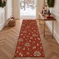 GENIMO 2'x6' Rustic Christmas Runner Rug, Soft Washable Non Slip Hallway Runner for Kitchen Entryway Laundry Room, Deep Red