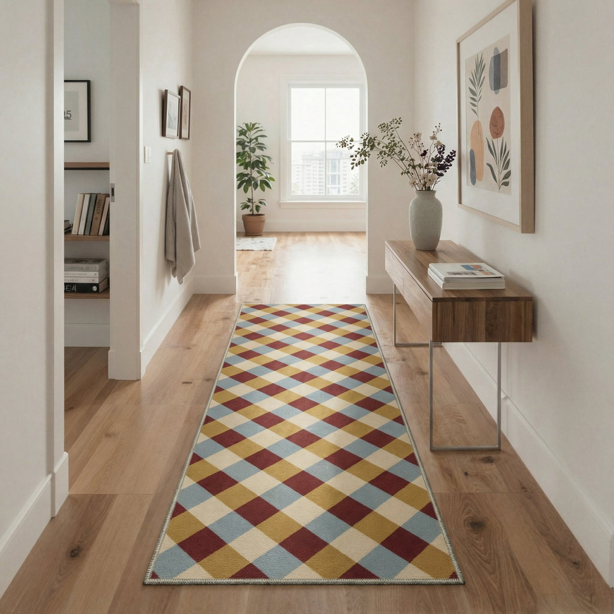 GENIMO 2'x7' Runner Rug, Machine Washable Non Slip Low Pile Hallway Runner Rug for Kitchen Laundry Room, Muted Minimalist, Warm Earth
