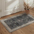 GENIMO 2'x3' Area Rug, Washable Non Slip Soft Persian Indoor Door Mat for Entryway Kitchen Laundry Room, Slate Grey