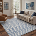 GENIMO 8'x10' Area Rug for Living Room, Washable Non Slip Soft Boho Rug for Bedroom Dining Room Home Office, Ivory Blue