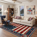 GENIMO 5'x7' Area Rug for Living Room, Washable Rug Non Slip Soft Vintage Americana Field Rug for Bedroom Dining Room Home Office, Vintage Americana