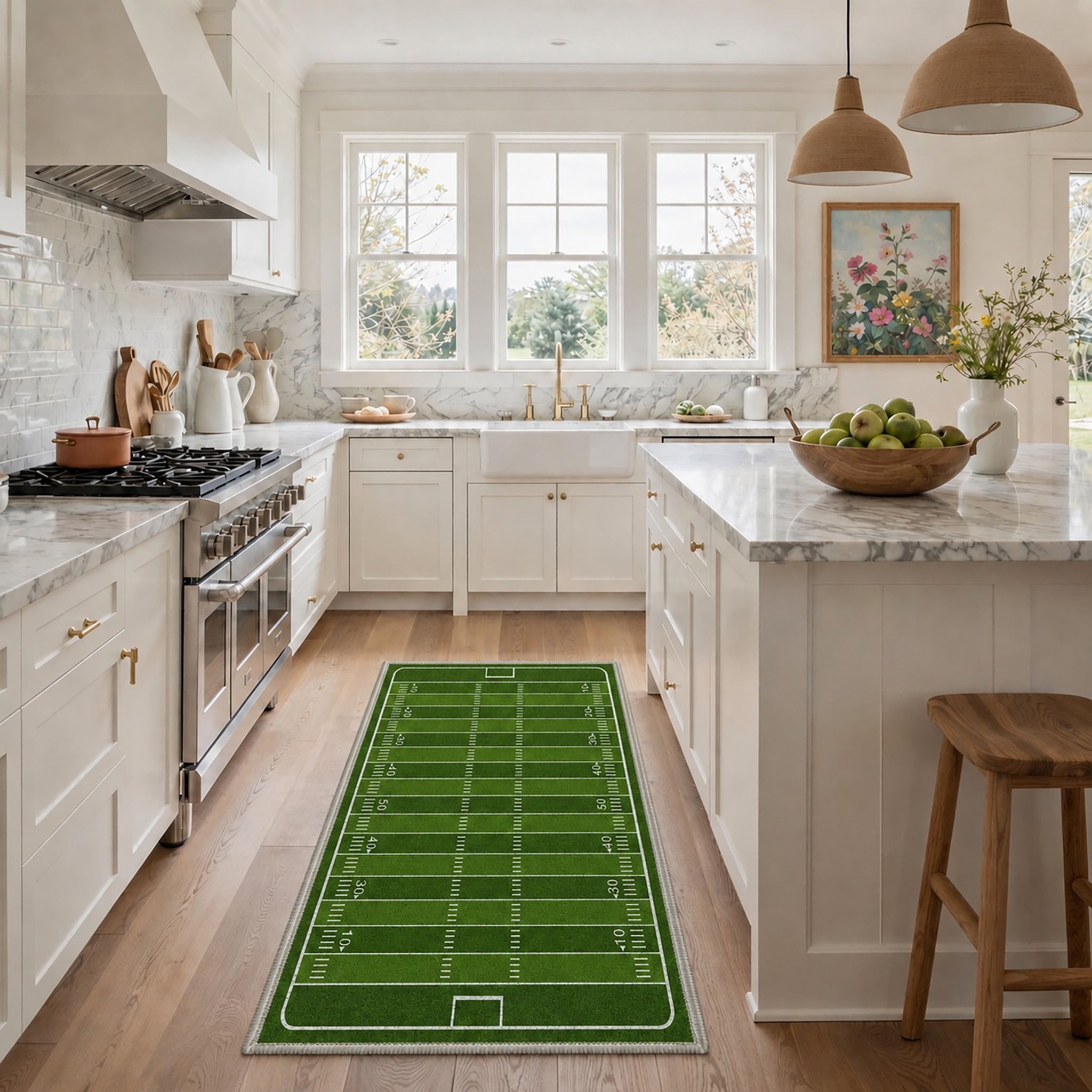 GENIMO 2'x7' Runner Rug, Washable Rug Non Slip Soft Football Field Hallway Runner for Kitchen Entryway Laundry Room, Lawn Green