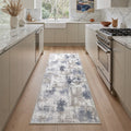 GENIMO 2'x7' Runner Rug, Washable Non Slip Soft Abstract Hallway Runner for Kitchen Entryway Laundry Room, Dusty Blue