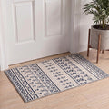 GENIMO 2'x3' Area Rug, Washable Non Slip Soft Boho Geometric Indoor Door Mat for Entryway Kitchen Laundry Room, Ivory Navy