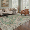 GENIMO 5'x7' Area Rug for Living Room, Washable Non Slip Soft Leopard Print Rug for Bedroom Dining Room Home Office, Dusty Sage
