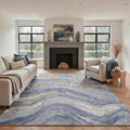 GENIMO 8'x10' Area Rug for Living Room, Washable Non Slip Soft Modern Abstract Rug for Bedroom Dining Room Home Office, Gold Blue
