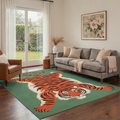 GENIMO 5'x7' Area Rug for Living Room, Washable Non Slip Soft Tiger Print Rug for Bedroom Dining Room Home Office, Moss Terracotta
