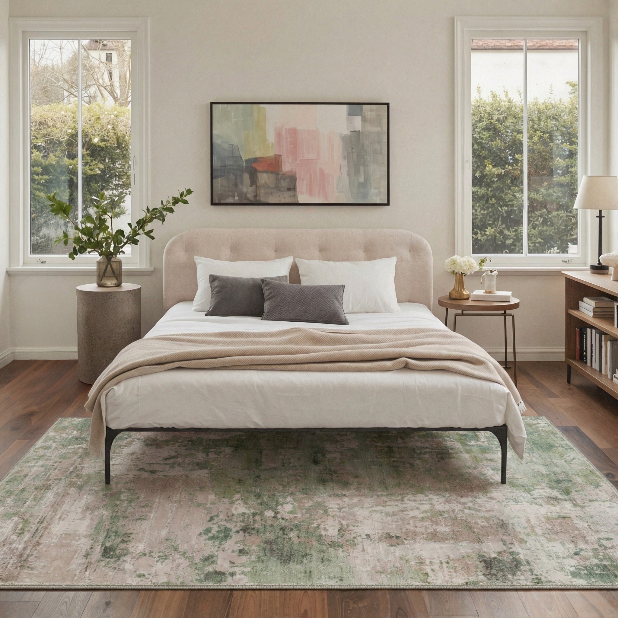 GENIMO 8'x10' Area Rug for Living Room, Washable Non Slip Soft Abstract Rug for Bedroom Dining Room Home Office, Dusty Sage