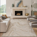 GENIMO 5'x7' Area Rug for Living Room, Washable Non Slip Soft Modern Abstract Rug for Bedroom Dining Room Home Office, Dusty Cream