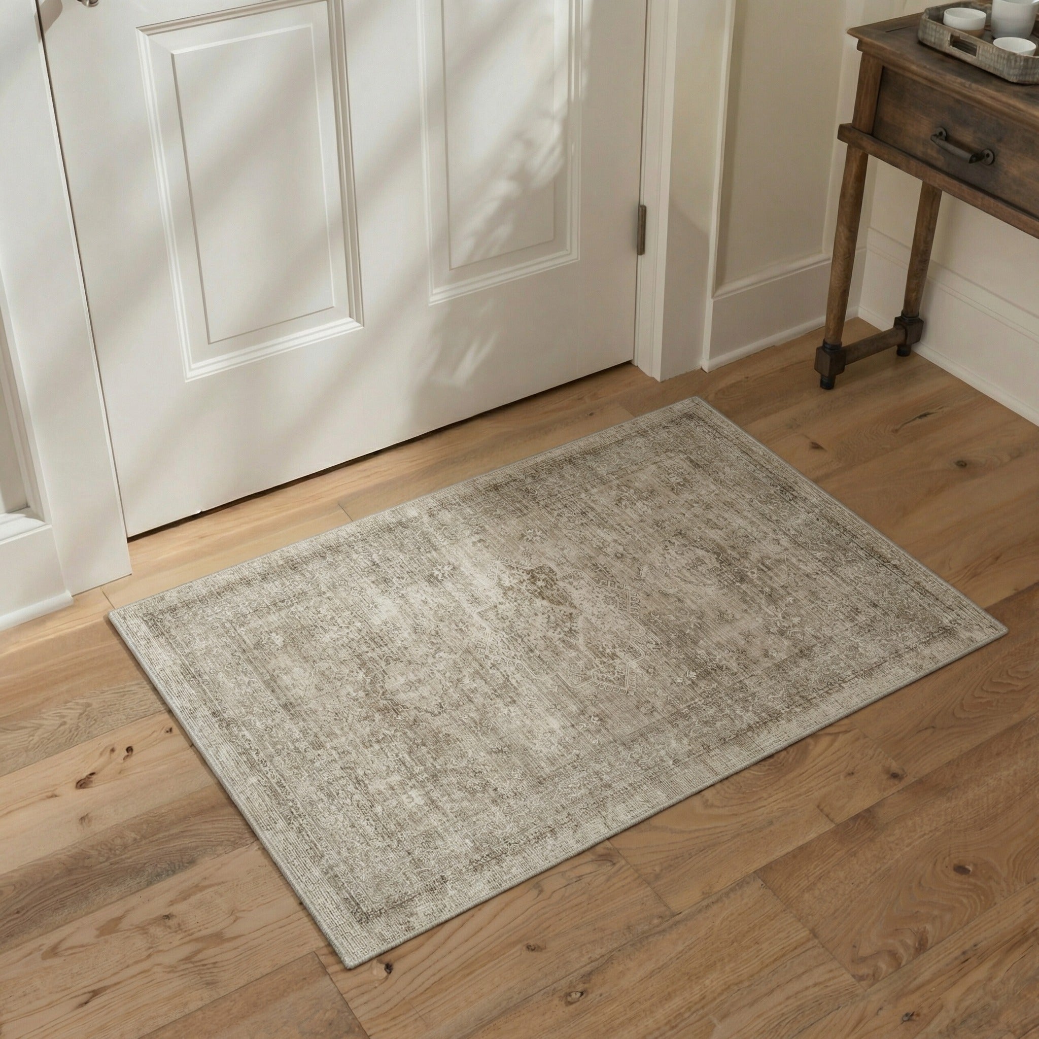 GENIMO 2'x3' Area Rug, Washable Non Slip Soft Persian Indoor Door Mat for Entryway Kitchen Laundry Room, Khaki
