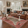 GENIMO 5'x7' Area Rug for Living Room, Washable Non Slip Soft Animal Print Rug for Bedroom Dining Room Home Office, Dusty Rose