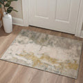 GENIMO 2'x3' Area Rug, Washable Non Slip Soft Abstract Indoor Door Mat for Entryway Kitchen Laundry Room, Golden Beige