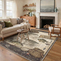 GENIMO 5'x7' Area Rug for Living Room, Washable Non Slip Soft Vintage Fish Rug for Bedroom Dining Room Home Office, Aged Sepia