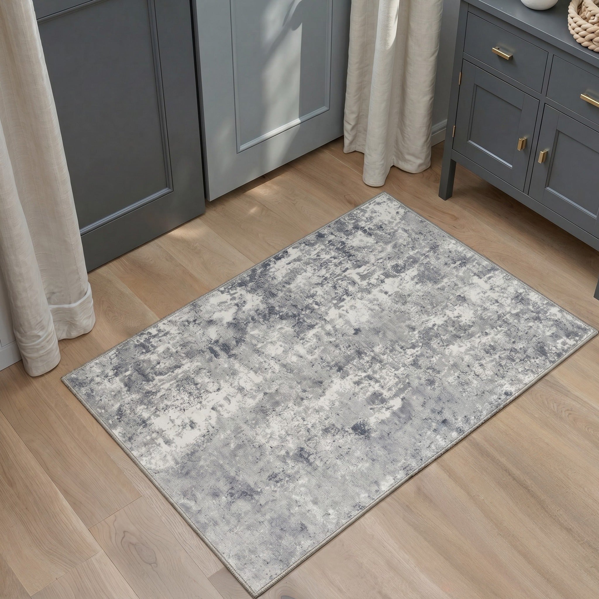 GENIMO 2'x3' Area Rug, Washable Non Slip Soft Abstract Indoor Door Mat for Entryway Kitchen Laundry Room, Dusty Gray