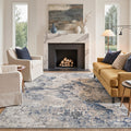 GENIMO 8'x10' Area Rug for Living Room, Washable Non Slip Soft Abstract Rug for Bedroom Dining Room Home Office, Blue Greige