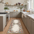 GENIMO 2'x7' Runner Rug, Washable Non Slip Soft Floral Hallway Runner for Kitchen Entryway Laundry Room, Dusty Rose