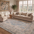 GENIMO 8'x10' Area Rug for Living Room, Washable Non Slip Soft Vintage Persian Rug for Bedroom Dining Room Home Office, Dusty Blue