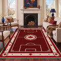 GENIMO 8'x10' Area Rug for Living Room, Washable Rug Non Slip Soft Maple Leaf Soccer Field Rug for Bedroom Dining Room Home Office, Dusty Crimson