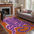 GENIMO 5'x7' Area Rug for Living Room, Washable Non Slip Soft Tiger Print Rug for Bedroom Dining Room Home Office, Papaya Pink
