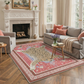 GENIMO 5'x7' Area Rug for Living Room, Washable Non Slip Soft Animal Print Rug for Bedroom Dining Room Home Office, Dusty Red